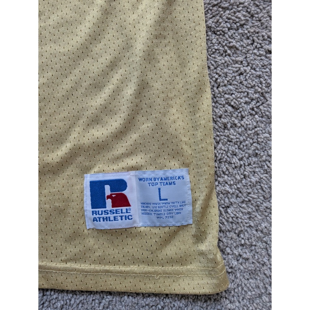 Russell Athletic Football Jersey Mens L Polyester Gold Vintage 90s Mesh USA - Picture 5 of 5